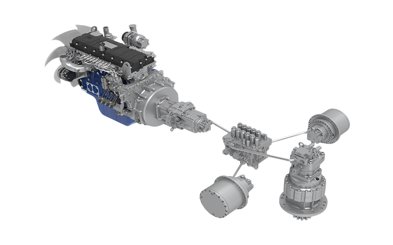 Grupo motopropulsor para escavadora